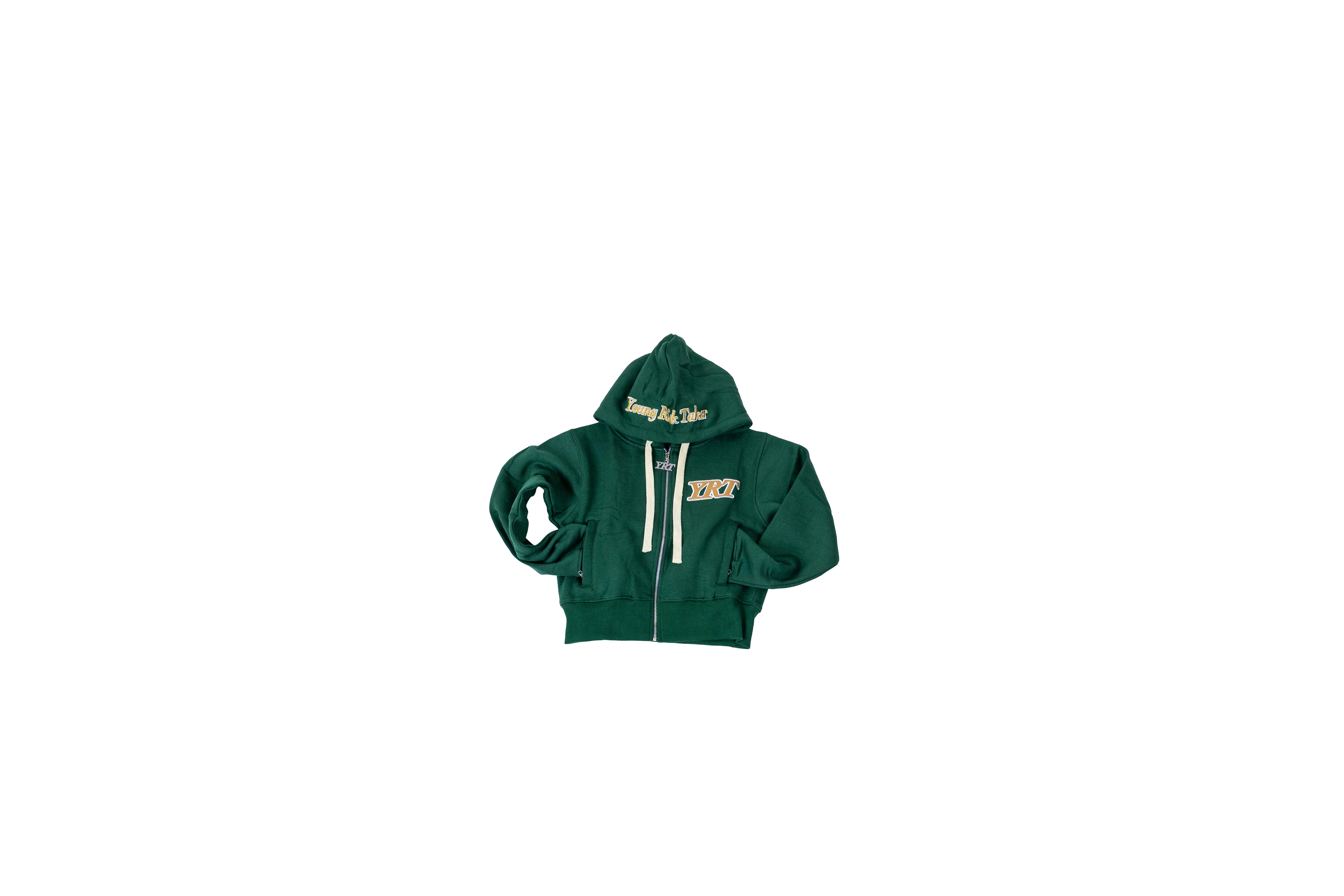 WOMENS'S GREEN YRT CARD'S YOU ARE DEALT CROPPED SWEATSUIT