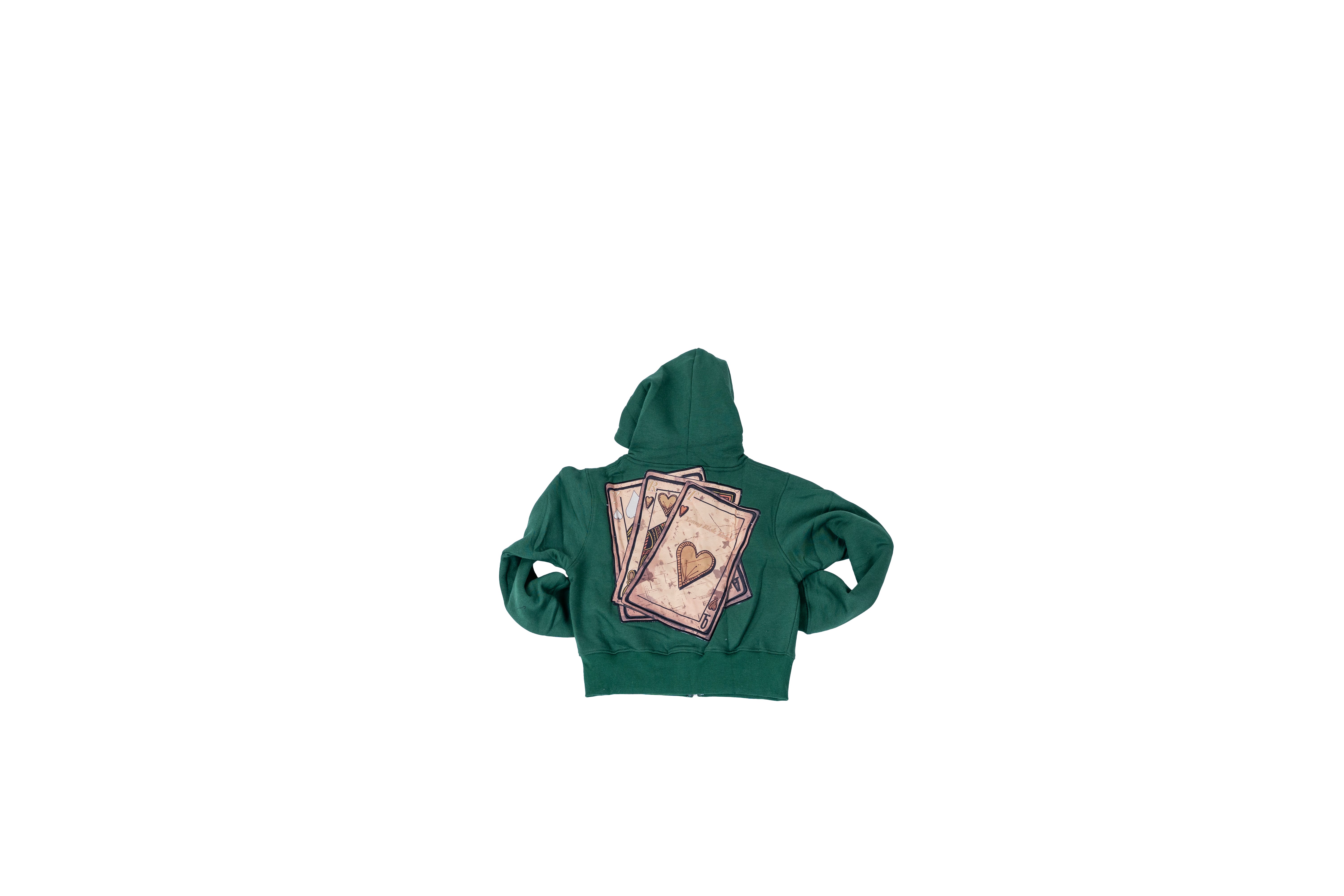 WOMENS'S GREEN YRT CARD'S YOU ARE DEALT CROPPED SWEATSUIT