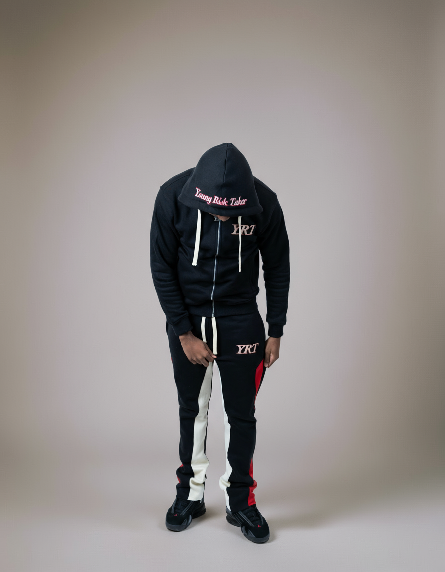 MEN'S BLACK YRT CARD'S YOU ARE DEALT SWEATSUIT